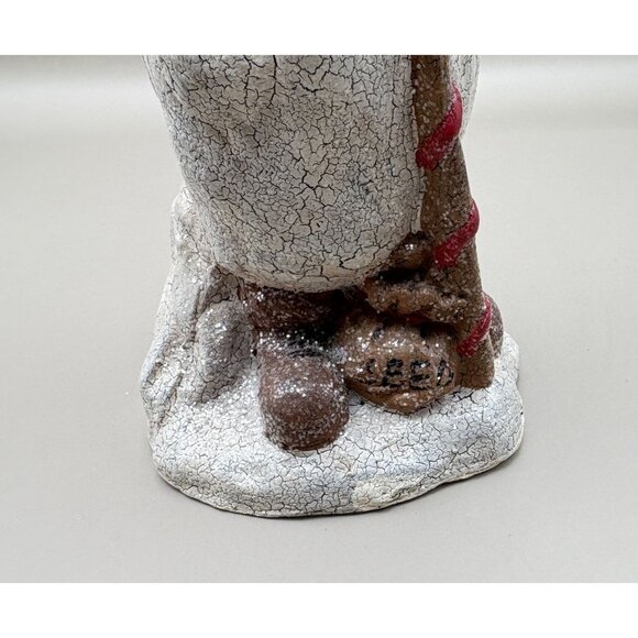 Vintage Snowman Christmas Figurine Birdhouse & Cardinal Bird Crackle Finish - Picture 8 of 9